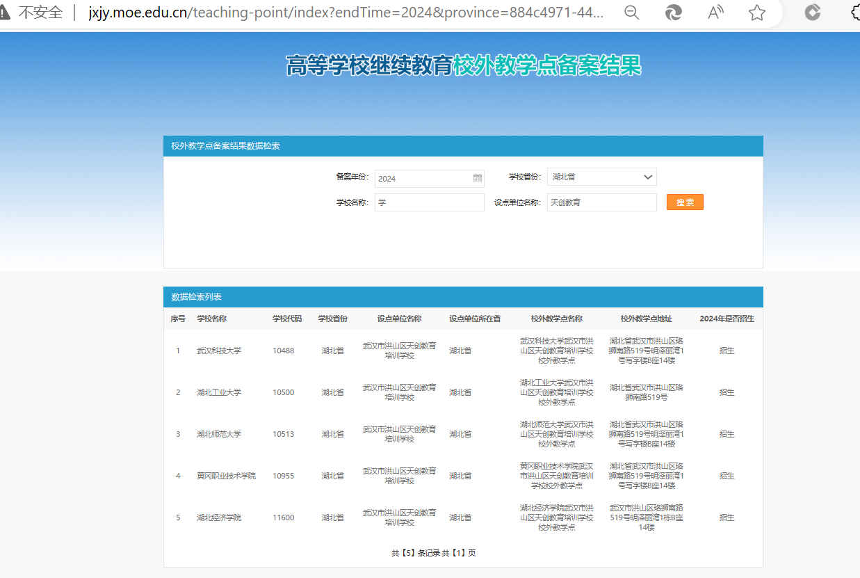 教育部关于公布2024年高等学历继续教育拟招生专业备案结果和校外教学点设置备案结果的通知